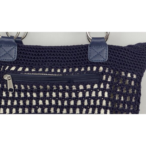The Sak Navy Crochet Tote Bag With Zipper Pocket & Shoulder Straps - Picture 8 of 16